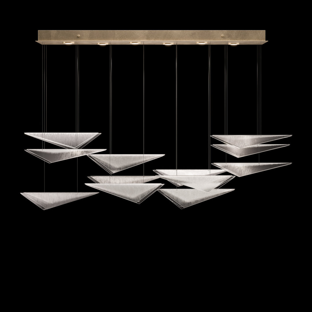 Fine Art Handcrafted Lighting Volo 58"W Rectangular Pendant 100118 in Standard Soft Gold Leaf, Clear Linear (100118-51)