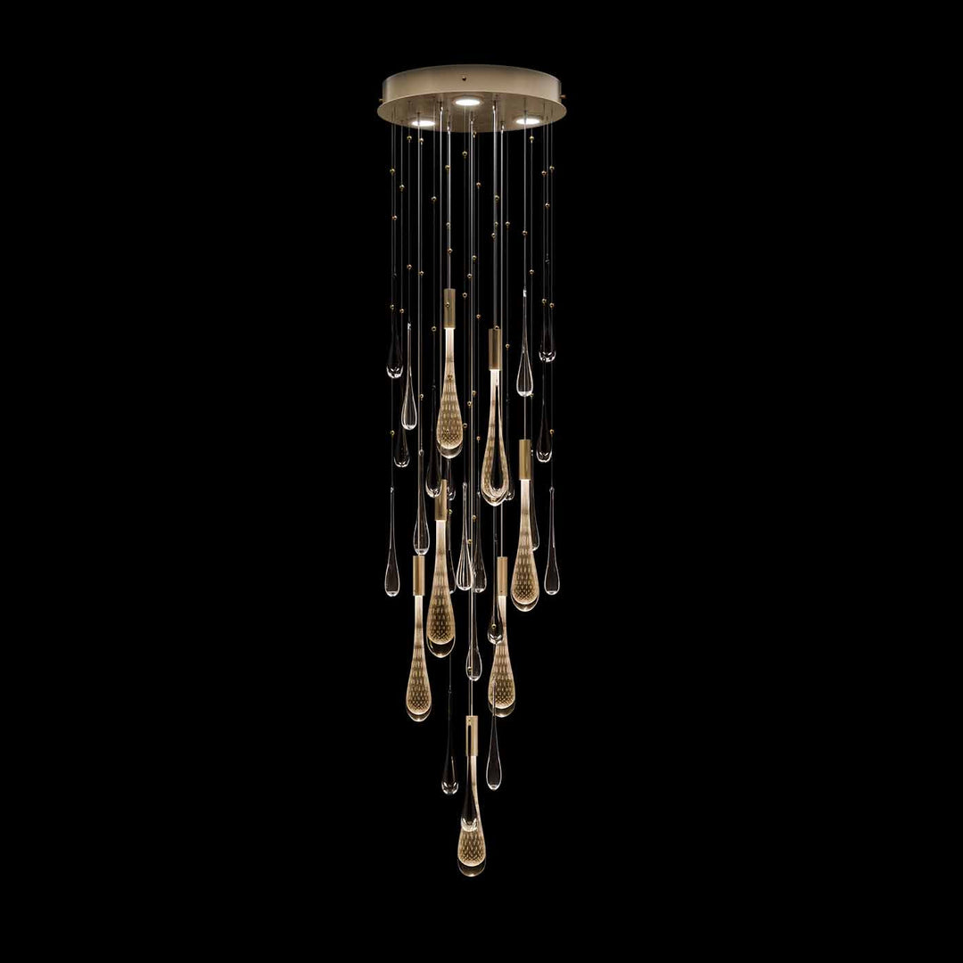 Fine Art Handcrafted Lighting Rain 18"W Round Pendant in Ombre Bronze/Gold Glass (100136-6)