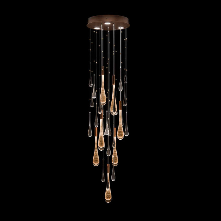 Fine Art Handcrafted Lighting Rain 18"W Round Pendant in Ombre Copper/Copper Glass (100136-8)
