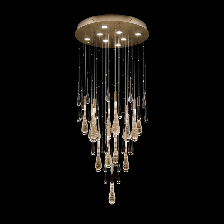Fine Art Handcrafted Lighting Rain 32"W Round Pendant in Ombre Bronze/Gold Glass (100137-6)