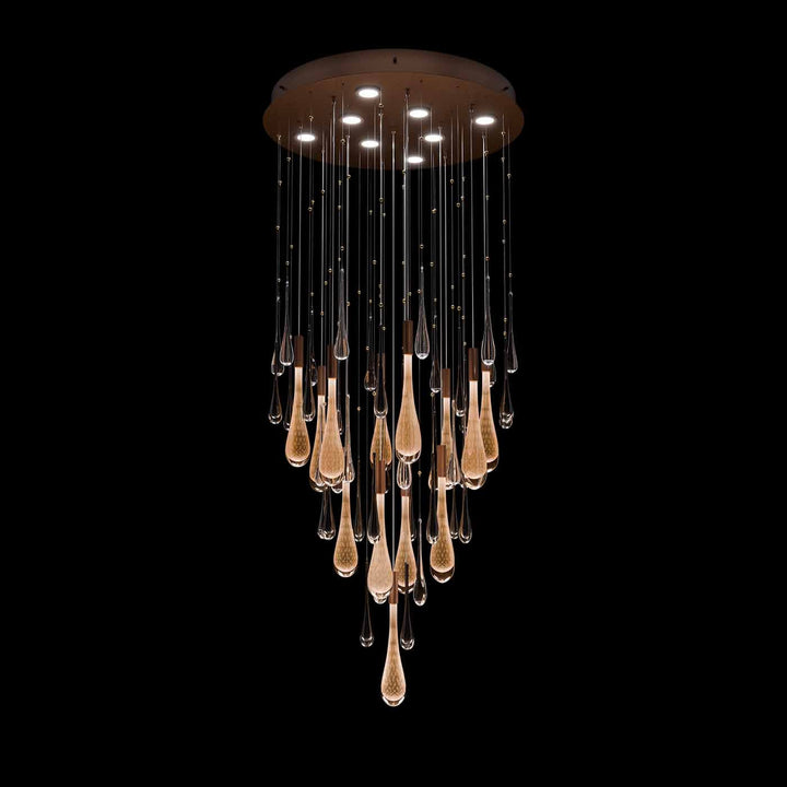 Fine Art Handcrafted Lighting Rain 32"W Round Pendant in Ombre Copper/Copper Glass (100137-8)