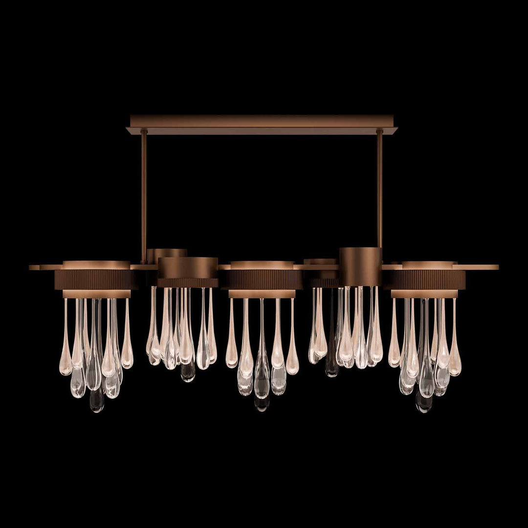 Fine Art Handcrafted Lighting Rain 56.25"W Linear Pendant in Ombre Copper/Copper Glass (100139-8)