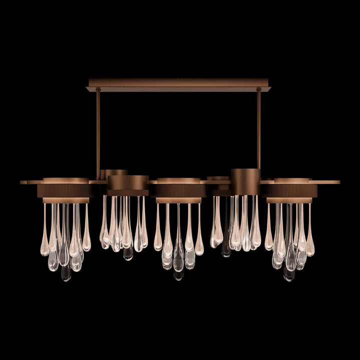 Fine Art Handcrafted Lighting Rain 56.25"W Linear Pendant in Ombre Copper/Copper Glass (100139-8)