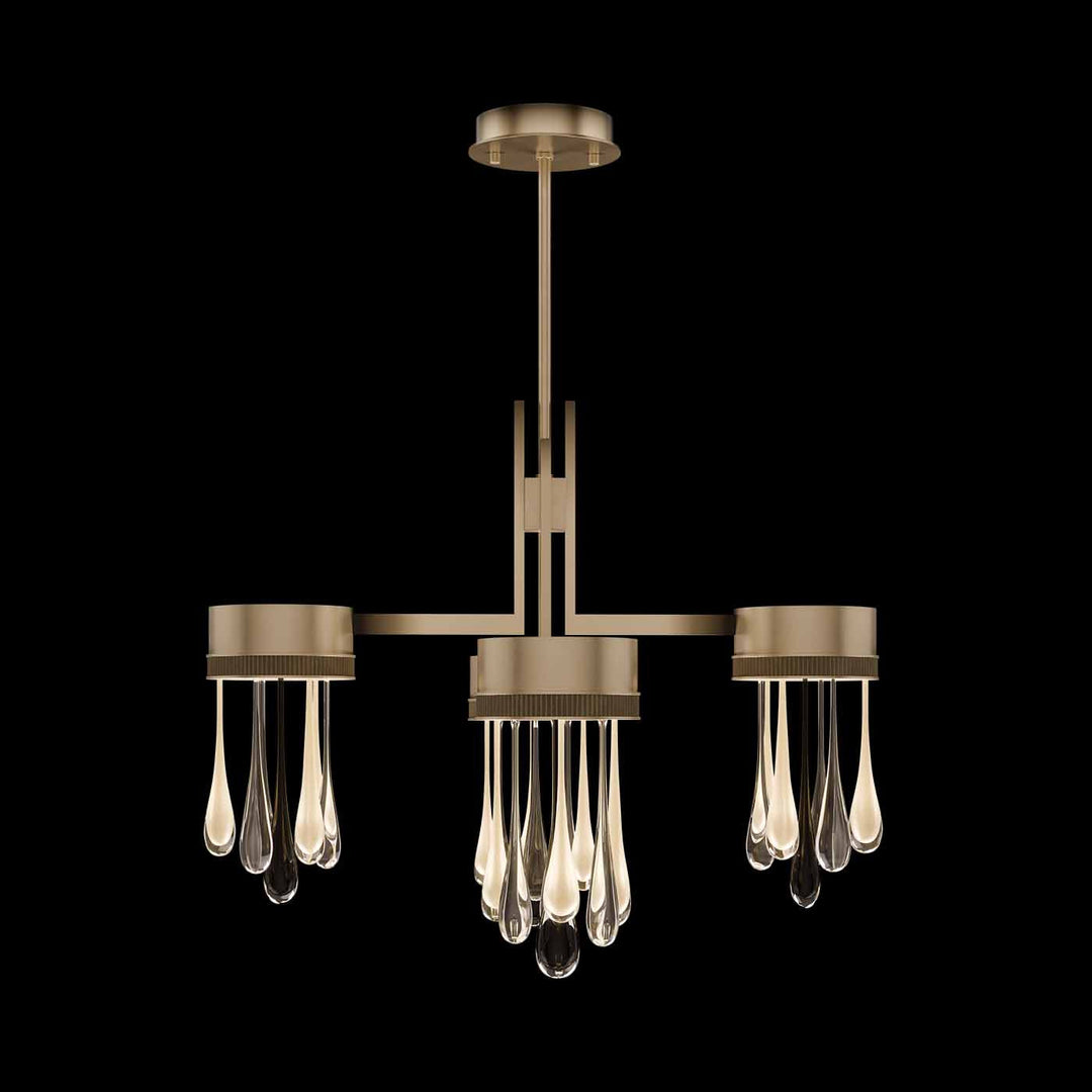 Fine Art Handcrafted Lighting Rain 33"W Round Pendant in Ombre Bronze/Gold Glass (100141-6)