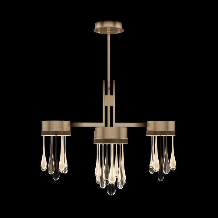 Fine Art Handcrafted Lighting Rain 33"W Round Pendant in Ombre Bronze/Gold Glass (100141-6)