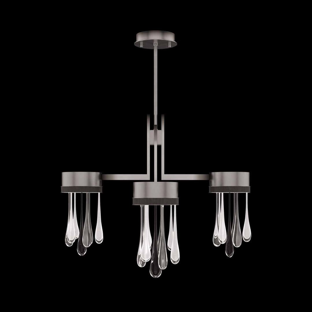 Fine Art Handcrafted Lighting Rain 33"W Round Pendant in Ombre Silver/Silver Glass (100141-7)