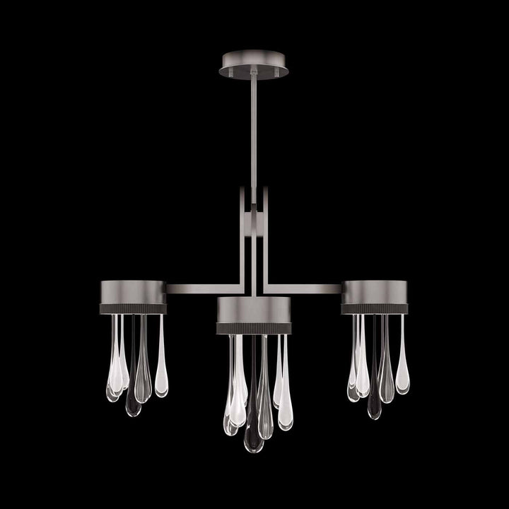 Fine Art Handcrafted Lighting Rain 33"W Round Pendant in Ombre Silver/Silver Glass (100141-7)