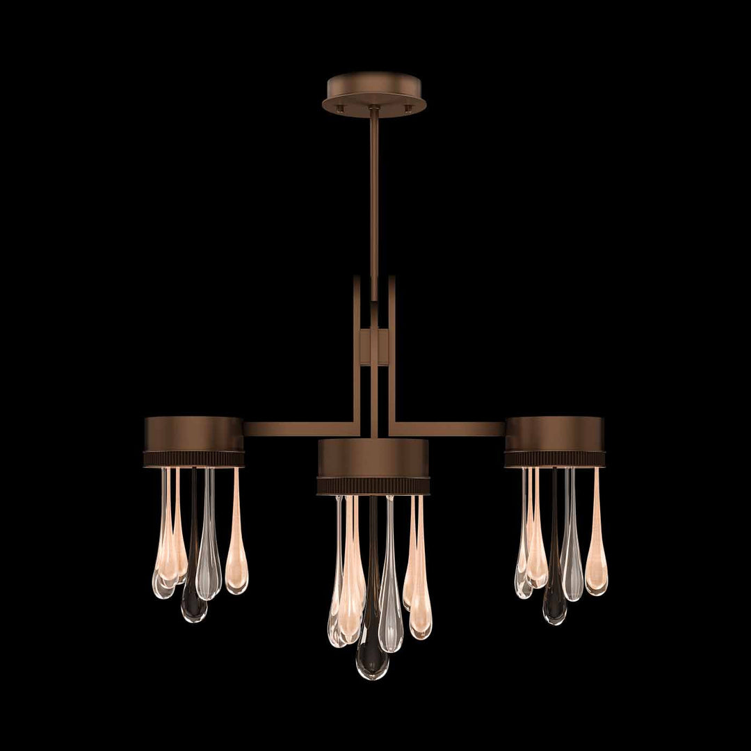 Fine Art Handcrafted Lighting Rain 33"W Round Pendant in Ombre Copper/Copper Glass (100141-8)