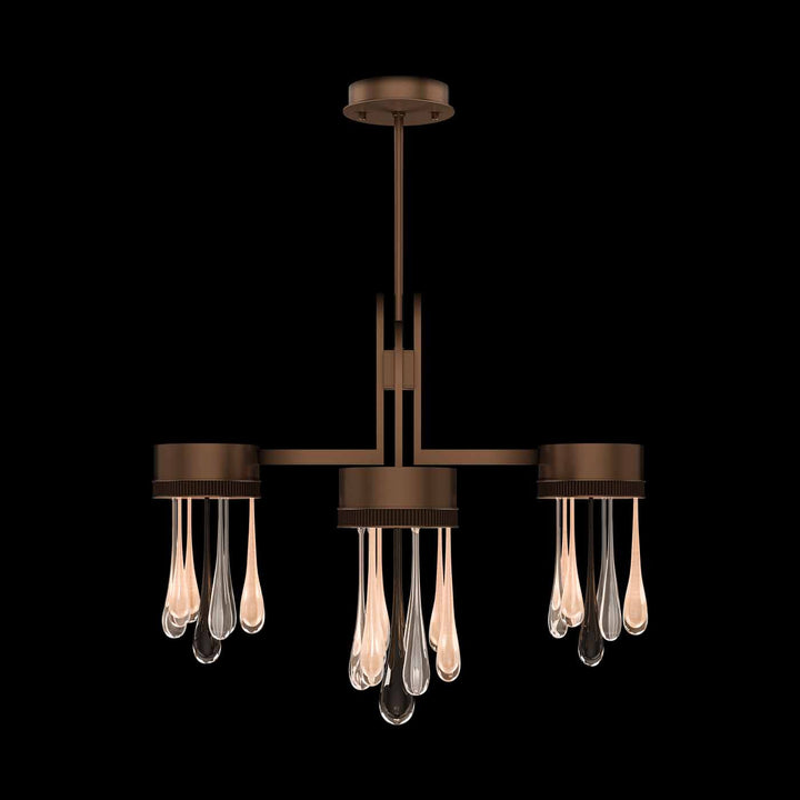 Fine Art Handcrafted Lighting Rain 33"W Round Pendant in Ombre Copper/Copper Glass (100141-8)