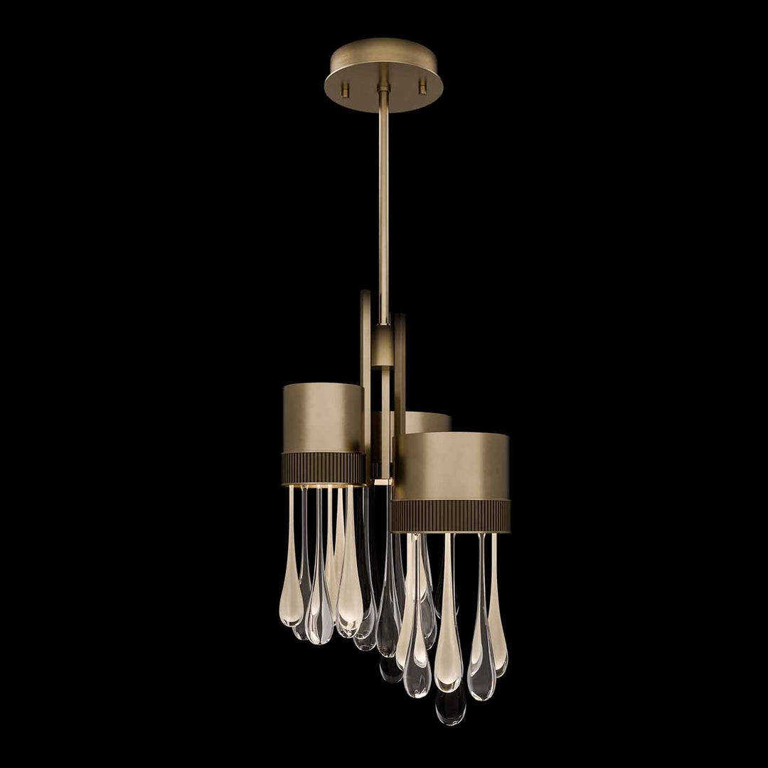Fine Art Handcrafted Lighting Rain 17.25"W Round Pendant in Ombre Bronze/Gold Glass (100143-6)