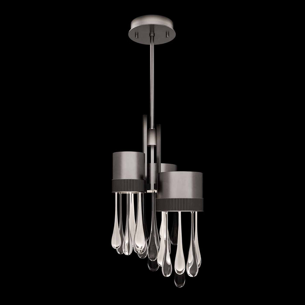Fine Art Handcrafted Lighting Rain 17.25"W Round Pendant in Ombre Silver/Silver Glass (100143-7)