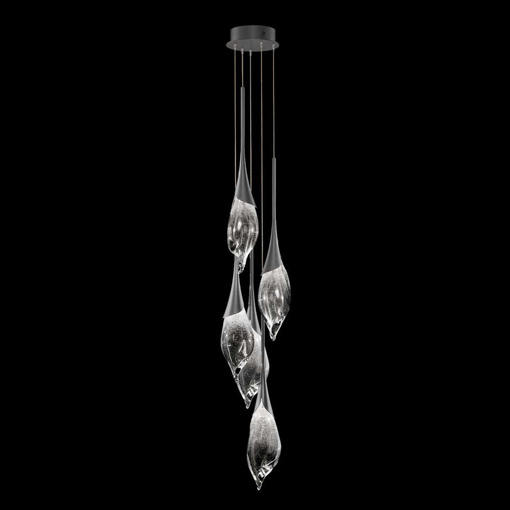 Fine Art Handcrafted Lighting Mayu 12.5"W Round Pendant in Midnight Steel (100130-7)