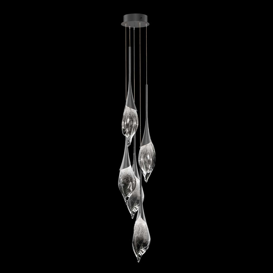Fine Art Handcrafted Lighting Mayu 12.5"W Round Pendant in Midnight Steel (100130-7)