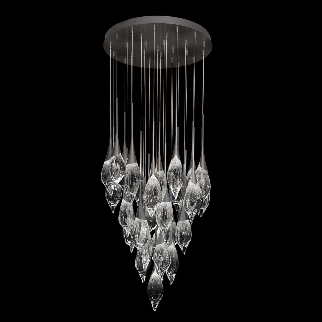 Fine Art Handcrafted Lighting Mayu 32.75"W Round Tall Pendant in Midnight Steel (100131-7)