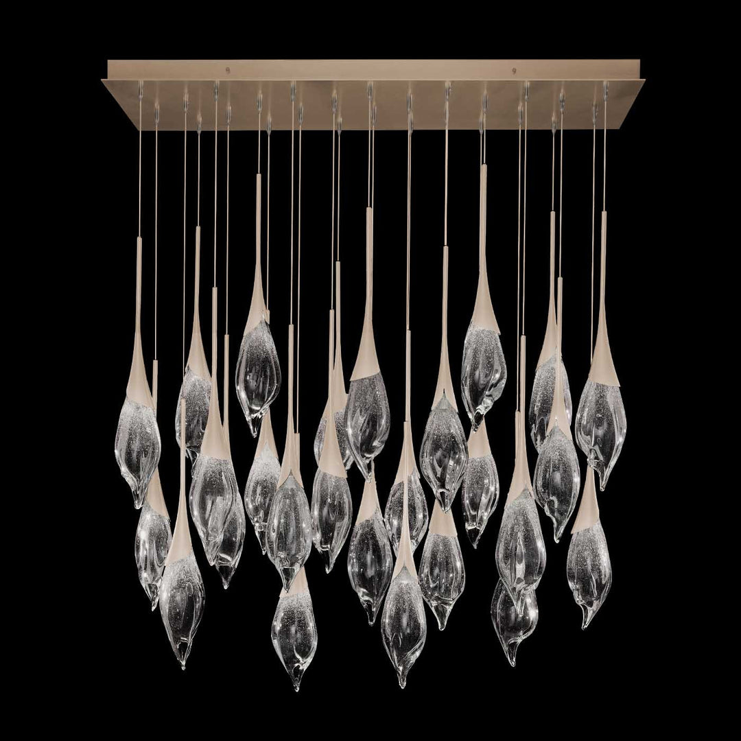 Fine Art Handcrafted Lighting Mayu 54"W Rectangular Tall Pendant in Champagne (100132-6)