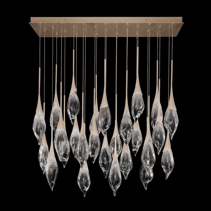 Fine Art Handcrafted Lighting Mayu 54"W Rectangular Tall Pendant in Champagne (100132-6)
