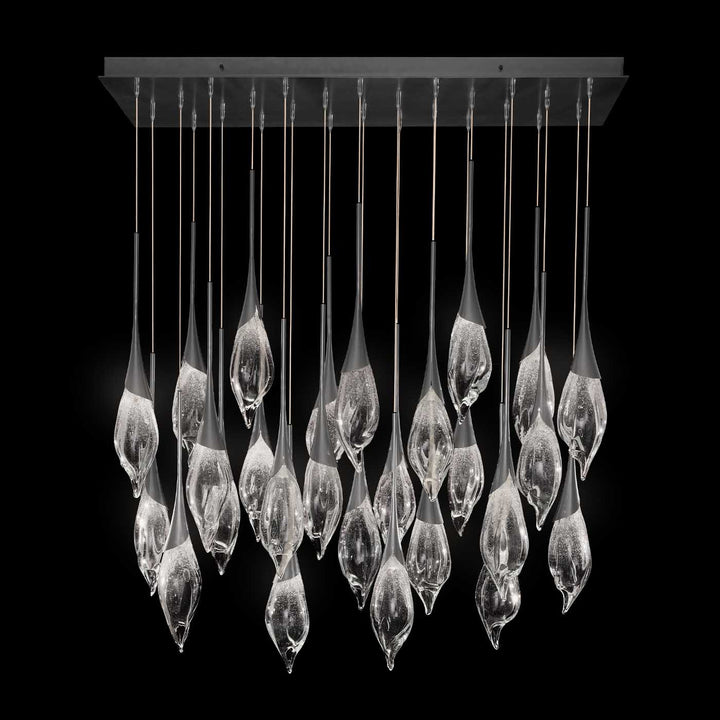 Fine Art Handcrafted Lighting Mayu 54"W Rectangular Tall Pendant in Midnight Steel (100132-7)