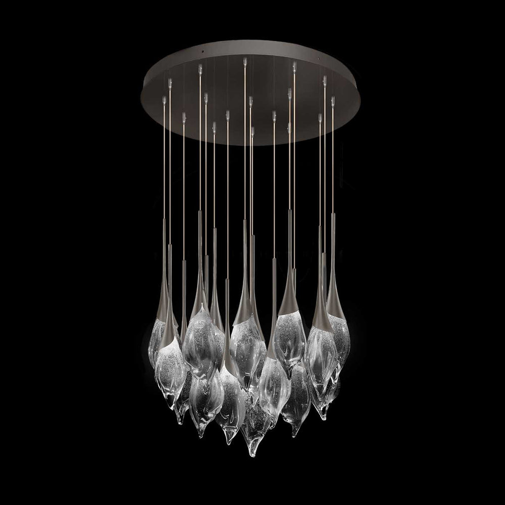 Fine Art Handcrafted Lighting Mayu 32.75"W Round Low Pendant in Midnight Steel (100145-7)