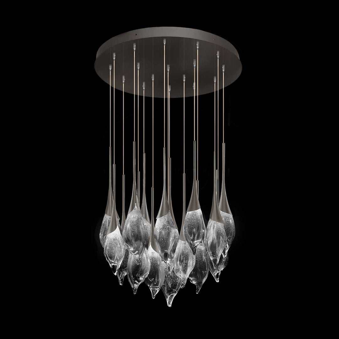 Fine Art Handcrafted Lighting Mayu 32.75"W Round Low Pendant in Midnight Steel (100145-7)