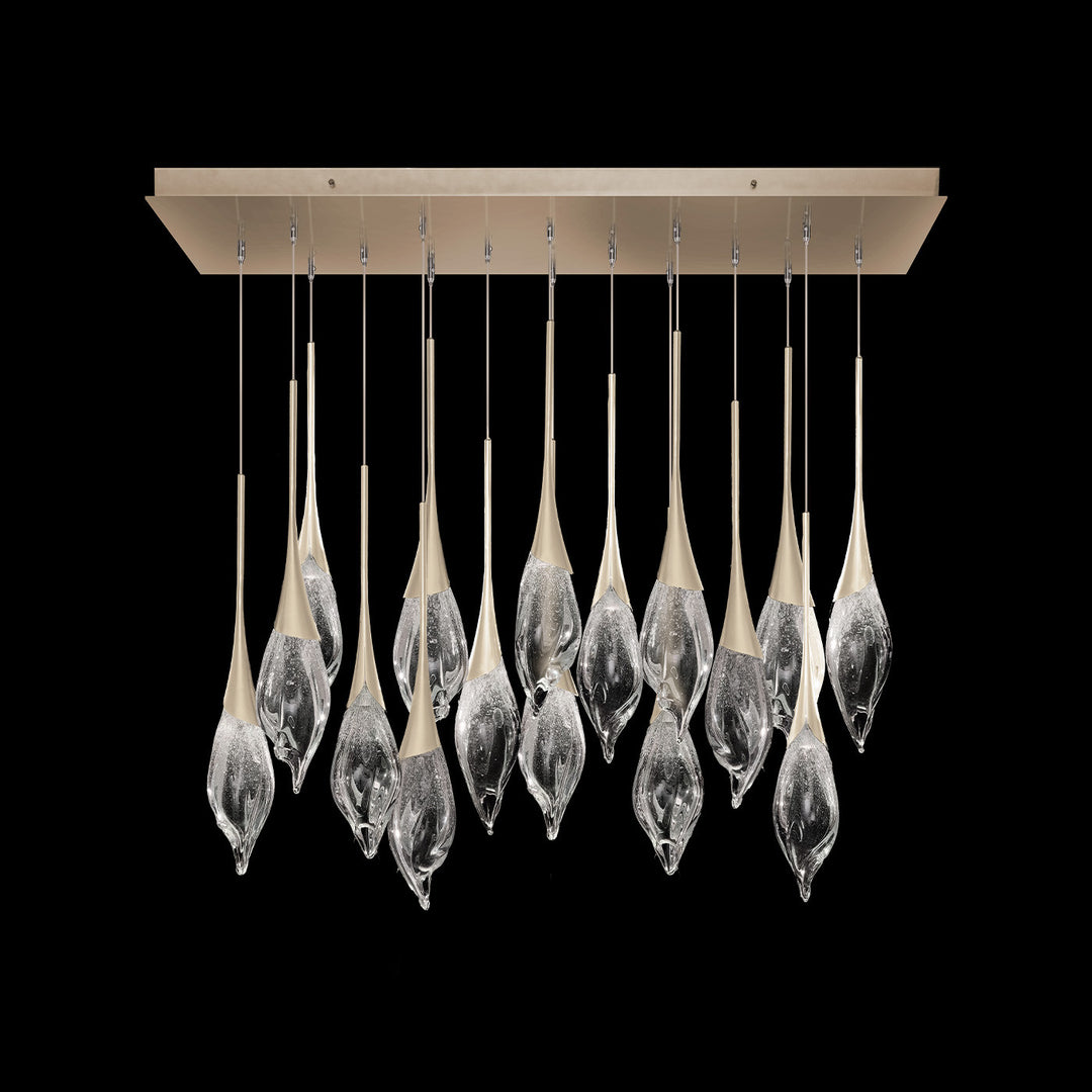 Fine Art Handcrafted Lighting Mayu 54"W Rectangular Low Pendant in Champagne (100146-6)
