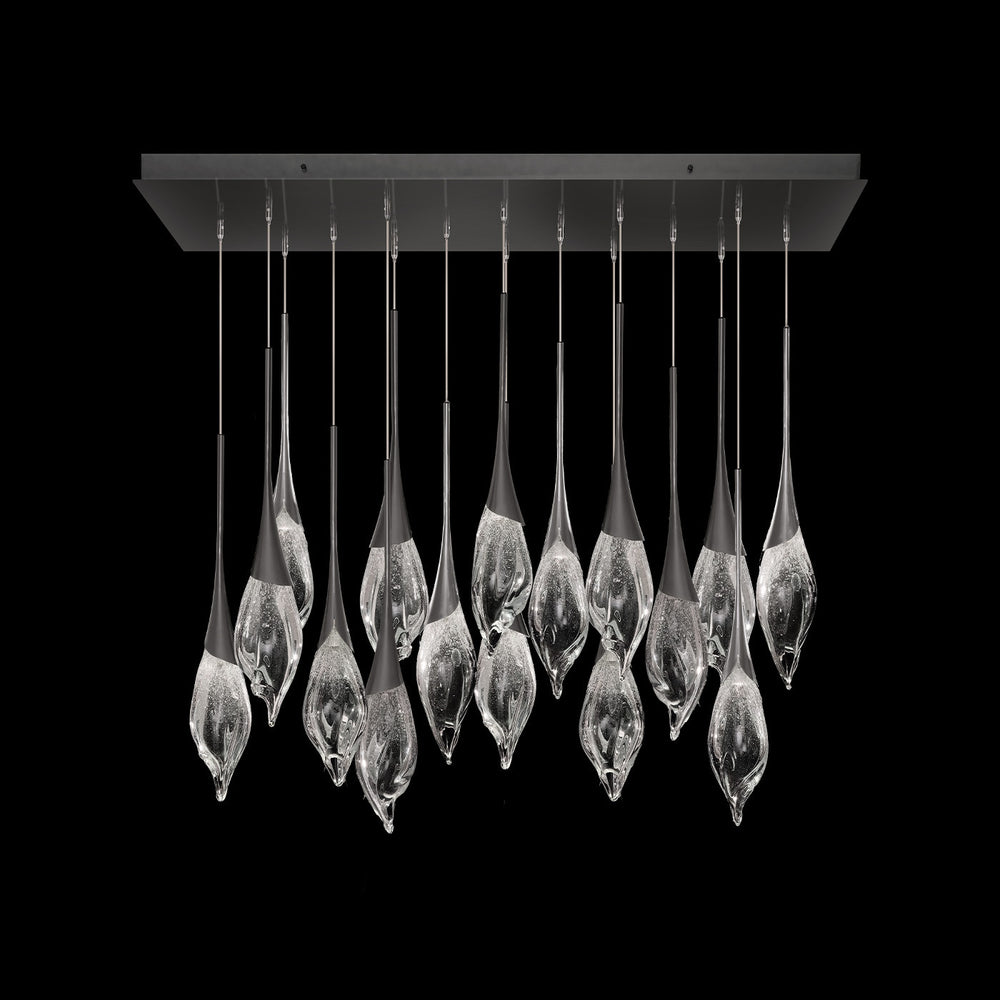 Fine Art Handcrafted Lighting Mayu 54"W Rectangular Low Pendant in Midnight Steel (100146-7)