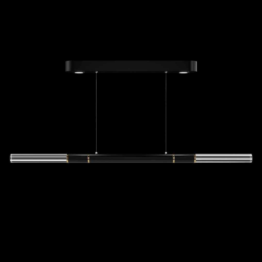 Fine Art Handcrafted Lighting Antonia 62"W Linear Pendant in Standard Black Iron, Brass, No Parchment/Same as Finish (100149-110)