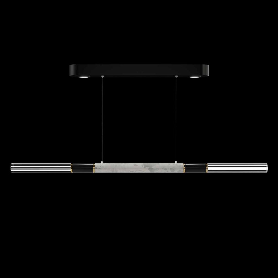 Fine Art Handcrafted Lighting Antonia 62"W Linear Pendant in Standard Black Iron, Brass, Smoke (100149-112)