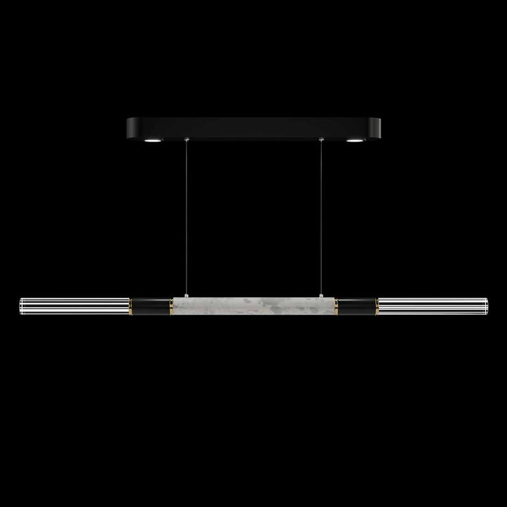 Fine Art Handcrafted Lighting Antonia 62"W Linear Pendant in Standard Black Iron, Brass, Smoke (100149-112)