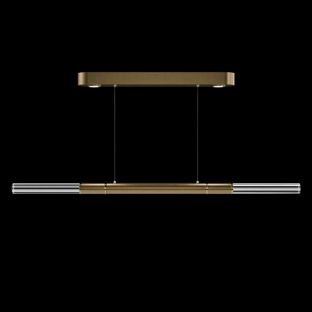 Fine Art Handcrafted Lighting Antonia 62"W Linear Pendant in Standard Gold Leaf, Brass, No Parchment/Same as Finish (100149-310)
