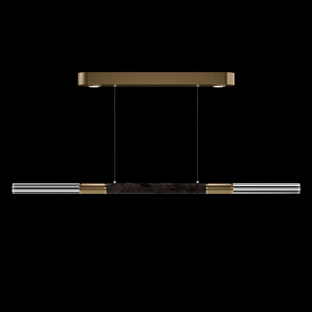 Fine Art Handcrafted Lighting Antonia 62"W Linear Pendant in Standard Gold Leaf, Brass, Charcoal (100149-311)