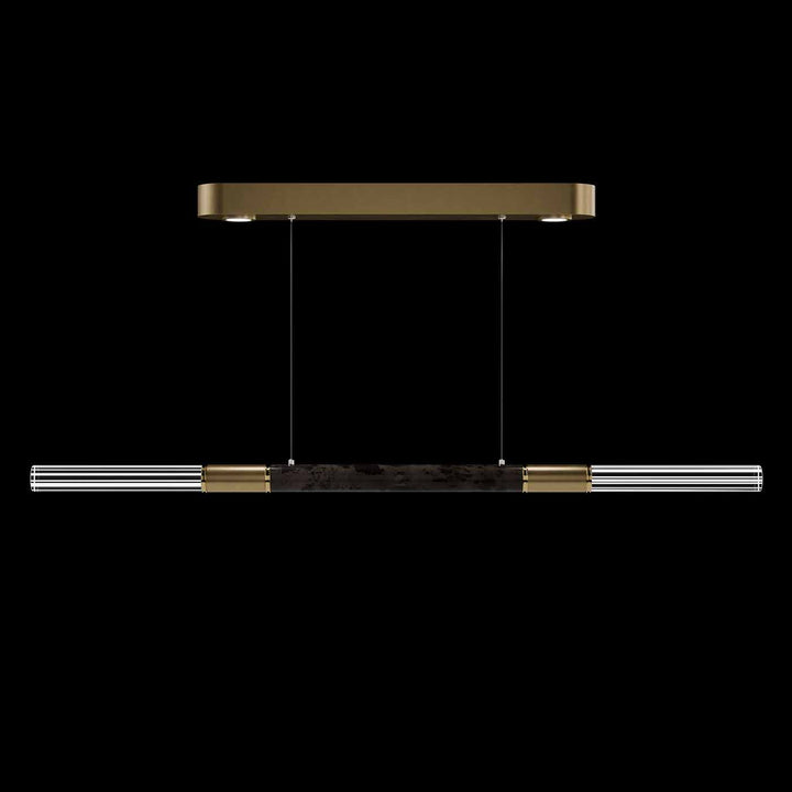 Fine Art Handcrafted Lighting Antonia 62"W Linear Pendant in Standard Gold Leaf, Brass, Charcoal (100149-311)