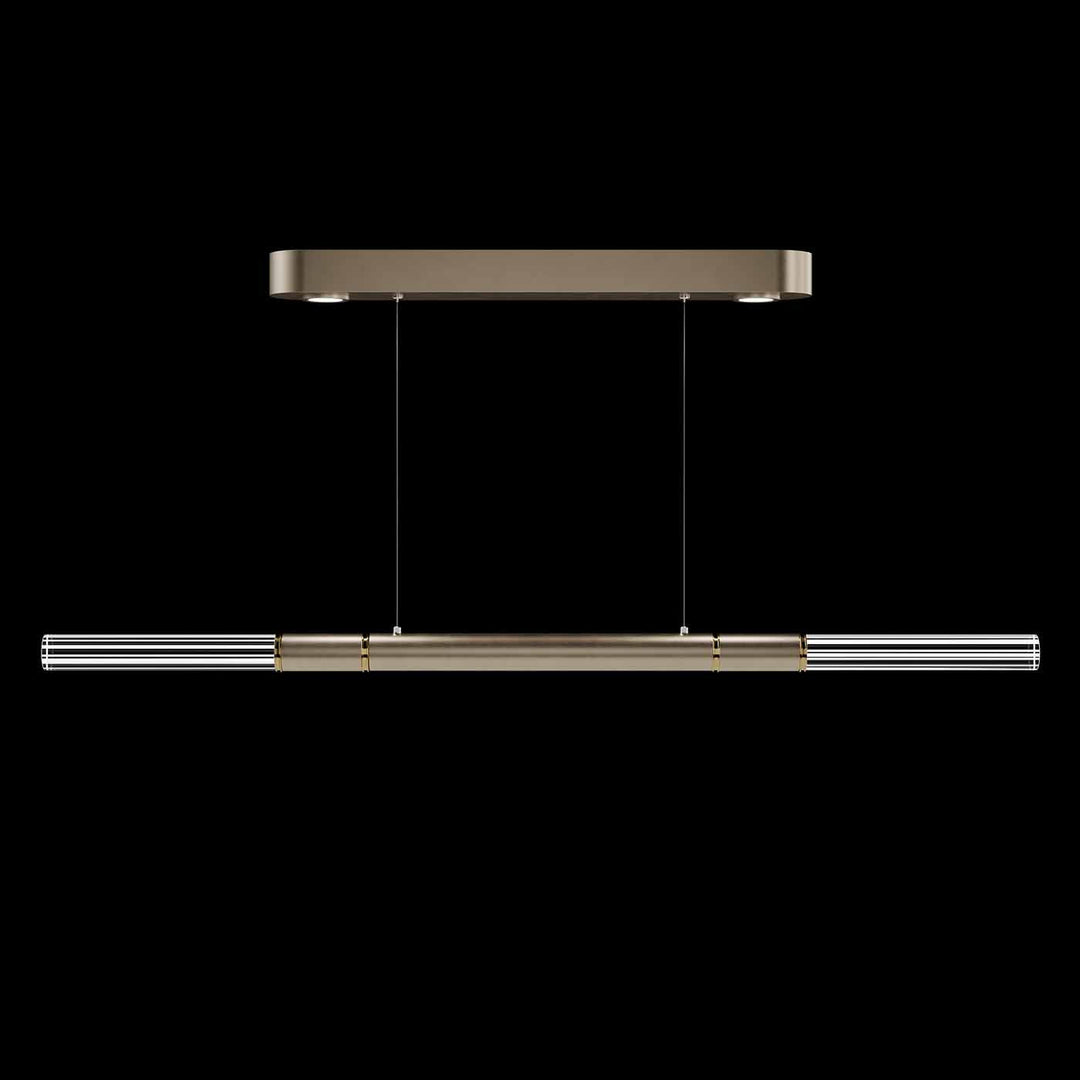 Fine Art Handcrafted Lighting Antonia 62"W Linear Pendant in Standard Soft Gold Leaf, Brass, No Parchment/Same as Finish (100149-510)