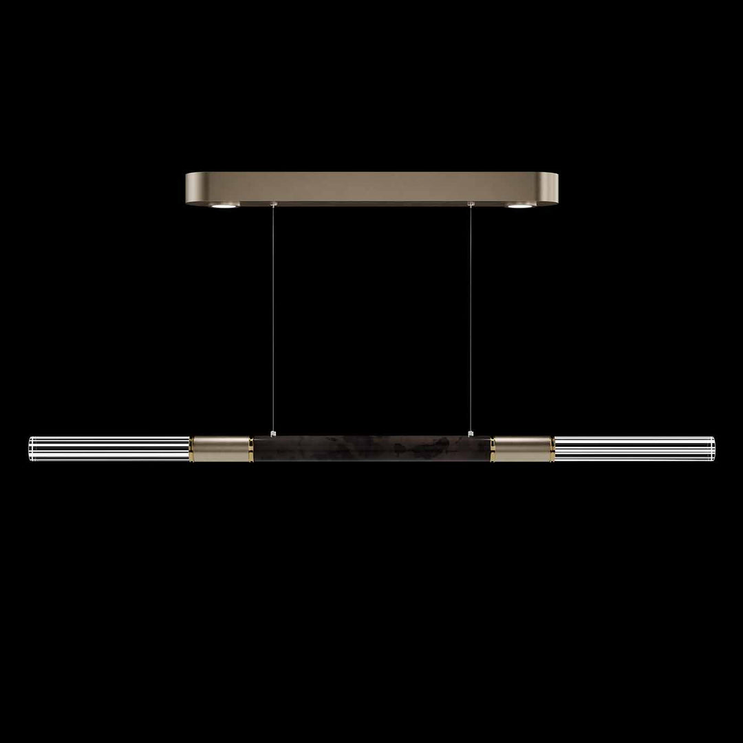 Fine Art Handcrafted Lighting Antonia 62"W Linear Pendant in Standard Soft Gold Leaf, Brass, Charcoal (100149-511)