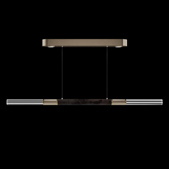 Fine Art Handcrafted Lighting Antonia 62"W Linear Pendant in Standard Soft Gold Leaf, Brass, Charcoal (100149-511)
