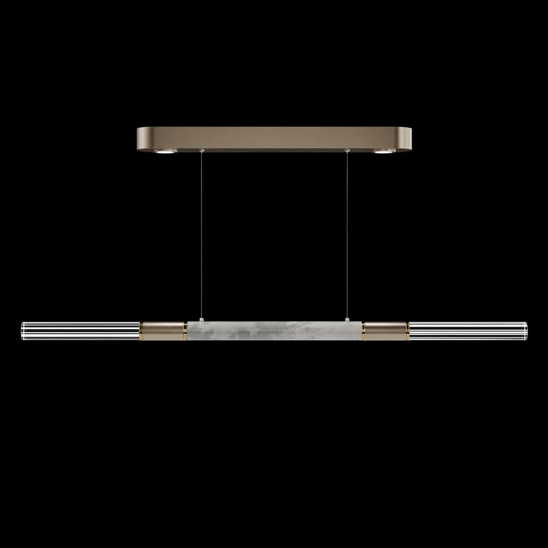 Fine Art Handcrafted Lighting Antonia 62"W Linear Pendant in Standard Soft Gold Leaf, Brass, Smoke (100149-512)