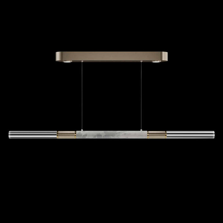 Fine Art Handcrafted Lighting Antonia 62"W Linear Pendant in Standard Soft Gold Leaf, Brass, Smoke (100149-512)