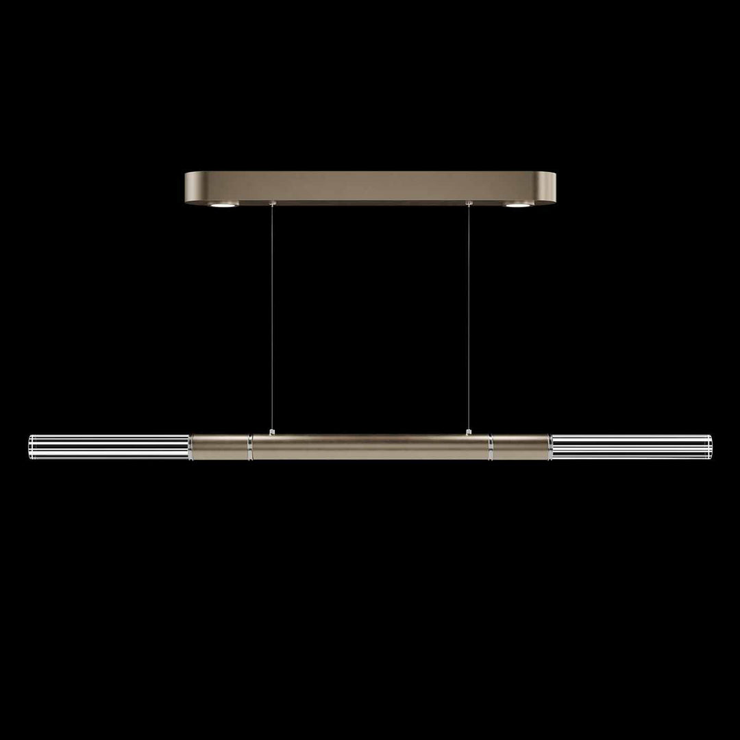 Fine Art Handcrafted Lighting Antonia 62"W Linear Pendant in Standard Soft Gold Leaf, Nickel, No Parchment/Same as Finish (100149-520)