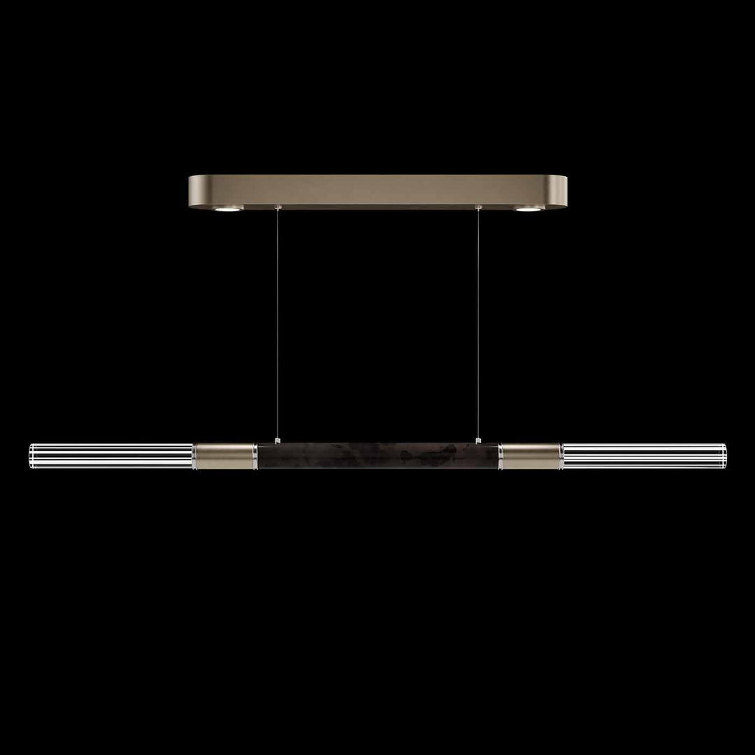 Fine Art Handcrafted Lighting Antonia 62"W Linear Pendant in Standard Soft Gold Leaf, Nickel, Charcoal (100149-521)