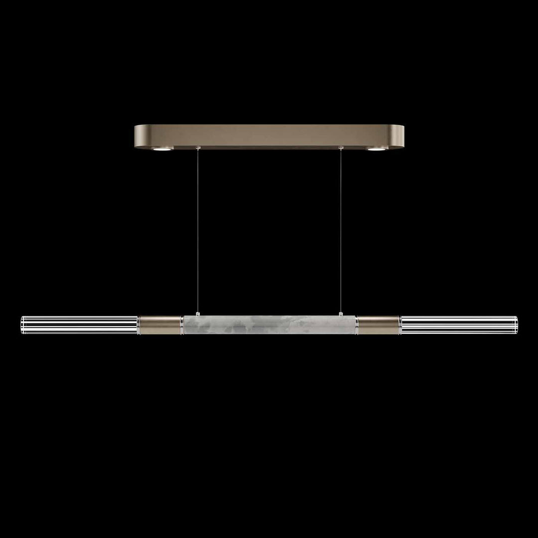 Fine Art Handcrafted Lighting Antonia 62"W Linear Pendant in Standard Soft Gold Leaf, Nickel, Smoke (100149-522)