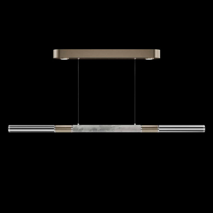 Fine Art Handcrafted Lighting Antonia 62"W Linear Pendant in Standard Soft Gold Leaf, Nickel, Smoke (100149-522)