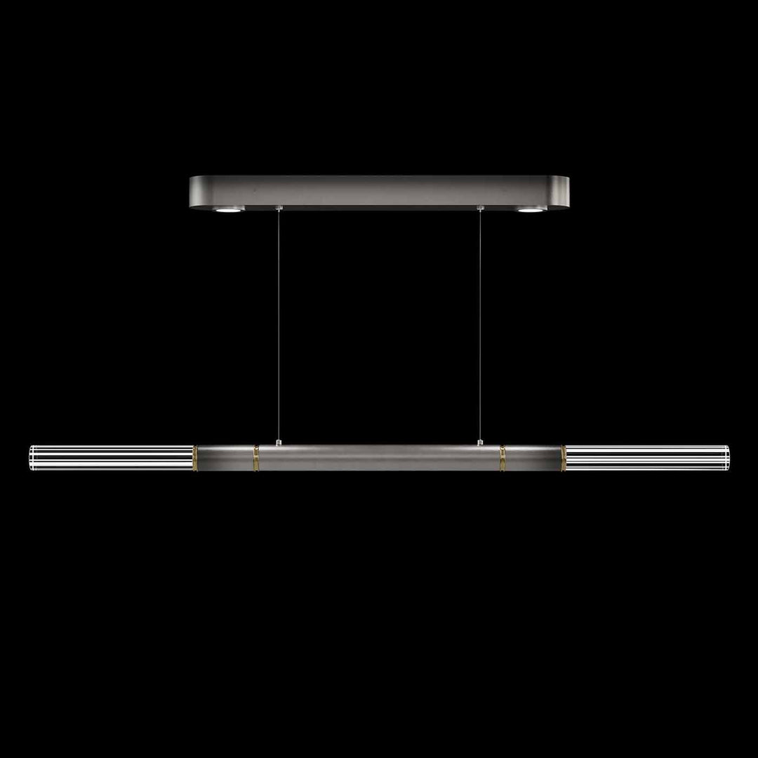 Fine Art Handcrafted Lighting Antonia 62"W Linear Pendant in Soft Ombre Silver Leaf, Brass, No Parchment/Same as Finish (100149-710)