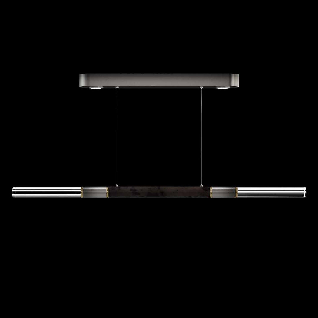Fine Art Handcrafted Lighting Antonia 62"W Linear Pendant in Soft Ombre Silver Leaf, Brass, Charcoal (100149-711)