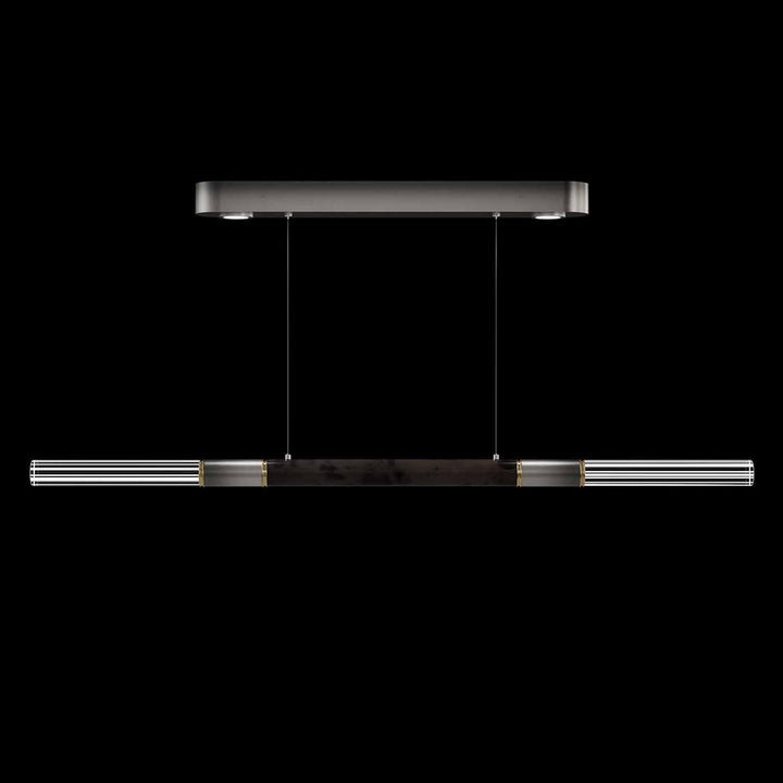 Fine Art Handcrafted Lighting Antonia 62"W Linear Pendant in Soft Ombre Silver Leaf, Brass, Charcoal (100149-711)