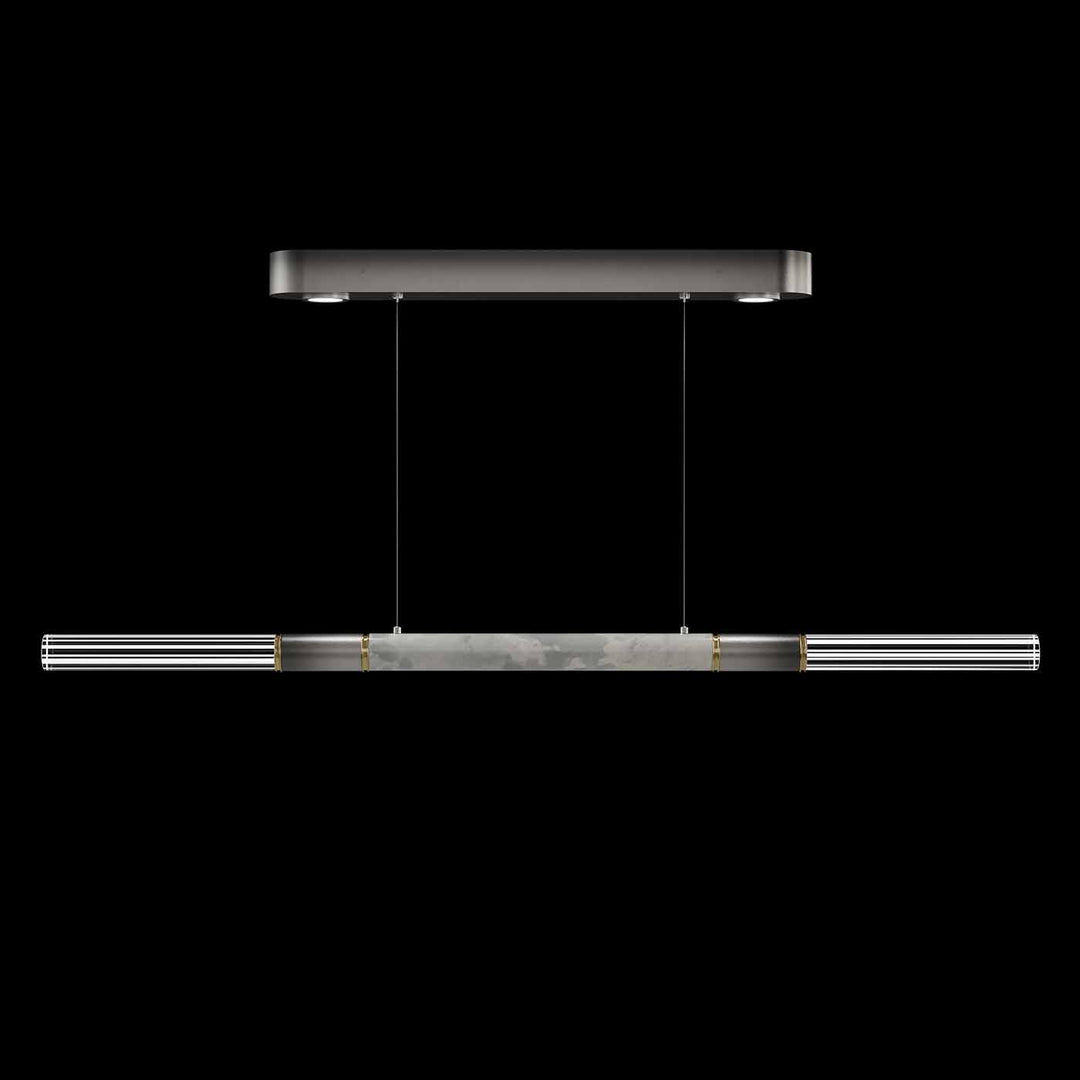Fine Art Handcrafted Lighting Antonia 62"W Linear Pendant in Soft Ombre Silver Leaf, Brass, Smoke (100149-712)