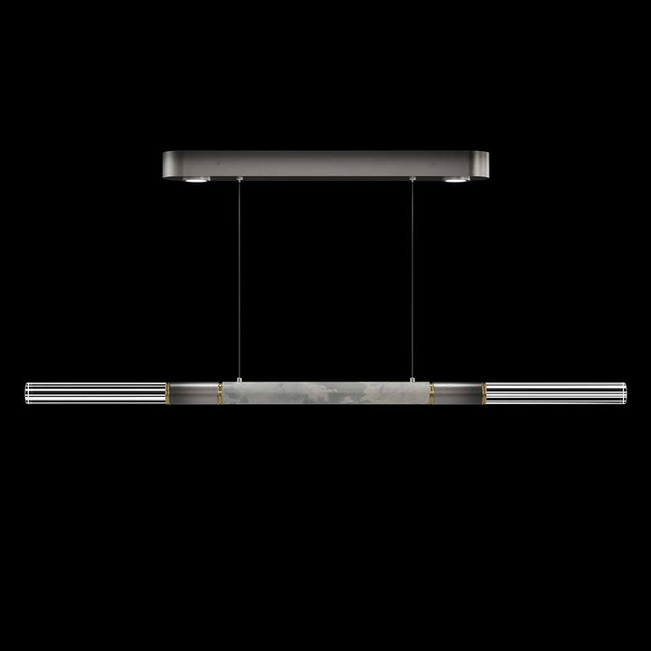 Fine Art Handcrafted Lighting Antonia 62"W Linear Pendant in Soft Ombre Silver Leaf, Brass, Smoke (100149-712)