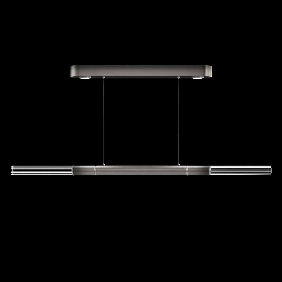 Fine Art Handcrafted Lighting Antonia 62"W Linear Pendant in Soft Ombre Silver Leaf, Nickel, No Parchment/Same as Finish (100149-720)