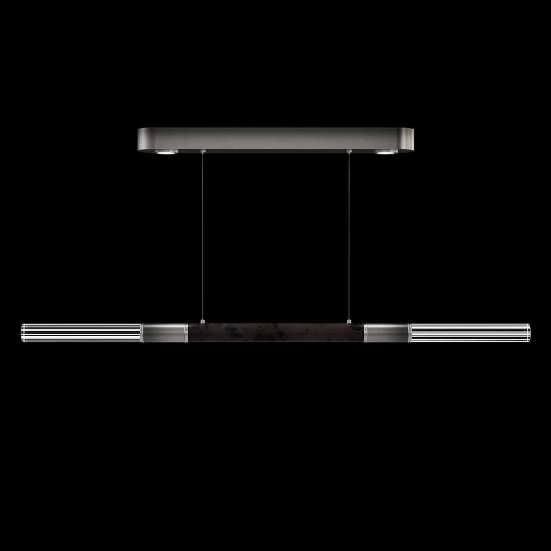 Fine Art Handcrafted Lighting Antonia 62"W Linear Pendant in Soft Ombre Silver Leaf, Nickel, Charcoal (100149-721)