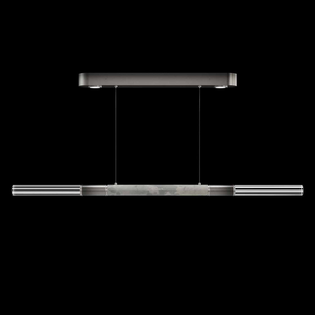 Fine Art Handcrafted Lighting Antonia 62"W Linear Pendant in Soft Ombre Silver Leaf, Nickel, Smoke (100149-722)