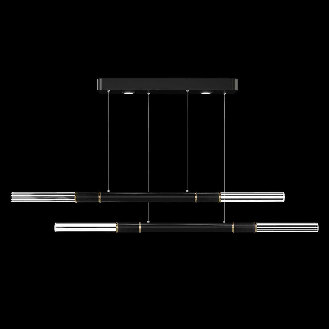 Fine Art Handcrafted Lighting Antonia 71"W Linear Pendant in Standard Black Iron, Brass, No Parchment/Same as Finish (100150-110)