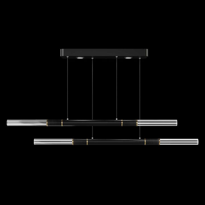 Fine Art Handcrafted Lighting Antonia 71"W Linear Pendant in Standard Black Iron, Brass, No Parchment/Same as Finish (100150-110)